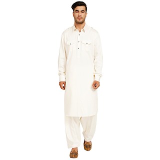 Premium Cotton Pathani suit -Cream